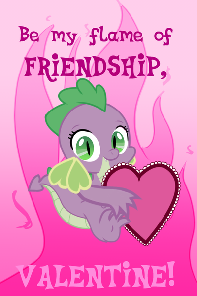 Size: 540x810 | Tagged: artist:chiptunebrony, barb, barbabetes, cute, derpibooru import, dragon, fire, heart, looking at you, rule 63, rule63betes, safe, solo, spike, valentine, valentine's day, valentine's day card