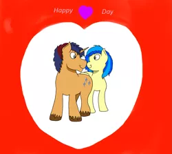 Size: 1137x1016 | Tagged: safe, anonymous artist, derpibooru import, oc, oc:electric spark, oc:silvia, unofficial characters only, pegasus, pony, unicorn, boop, heart, hearts and hooves day, noseboop, silspark, unshorn fetlocks