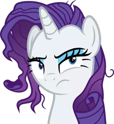 Size: 4133x4500 | Tagged: absurd resolution, annoyed, artist:slb94, bust, derpibooru import, lidded eyes, looking at you, messy mane, ppov, rarity, safe, simple background, solo, transparent background, unamused, vector