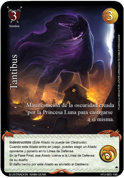 Size: 709x1016 | Tagged: artist:rain-gear, card, card game, derpibooru import, do princesses dream of magic sheep, edit, epic, fire, mitos y leyendas tcg, myths and legends tcg, safe, spanish, tantabus, tcg, trading card, trading card edit, trading card game