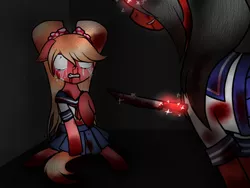 Size: 800x600 | Tagged: grimdark, artist:the-75th-hunger-game, derpibooru import, ponified, earth pony, pony, unicorn, aishi ayano, ayano aishi, bleeding, blood, clothes, crying, edgy, female, i don't need friends i've got knives, knife, levitation, magic, najimi osana, nosebleed, osana najimi, over 9000, pigtails, ponytail, red and black oc, rival-chan, sailor uniform, school uniform, simple background, telekinesis, this will end in death, this will end in murder, this will end in tears and/or death, twintails, yandere, yandere simulator, yandere-chan