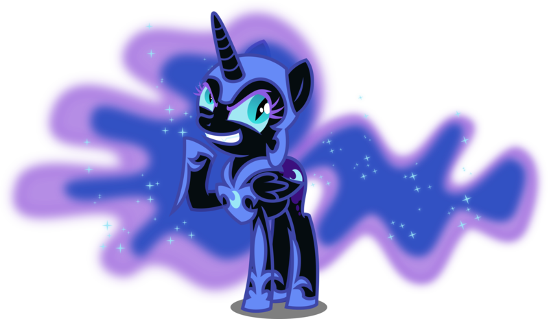 Size: 6878x4000 | Tagged: safe, artist:orin331, derpibooru import, nightmare moon, princess luna, alicorn, pony, absurd resolution, adorabolical, armor, cute, ethereal mane, evil, evil eyes, evil grin, filly, foal, galaxy mane, grin, jewelry, moonabetes, nightmare woon, regalia, royalty, simple background, smiling, solo, teenager, transparent background, vector, younger