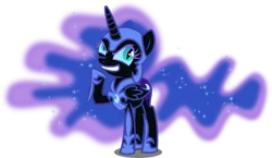 Size: 6878x4000 | Tagged: safe, artist:orin331, derpibooru import, nightmare moon, princess luna, alicorn, pony, absurd resolution, adorabolical, armor, cute, ethereal mane, evil, evil eyes, evil grin, filly, foal, galaxy mane, grin, jewelry, moonabetes, nightmare woon, regalia, royalty, simple background, smiling, solo, teenager, transparent background, vector, younger