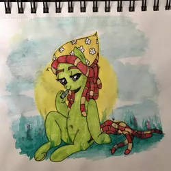 Size: 1280x1280 | Tagged: safe, artist:aimihanibal, derpibooru import, tree hugger, earth pony, pony, 30 minute art challenge, drugs, solo, traditional art