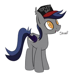 Size: 1400x1400 | Tagged: safe, artist:php47, derpibooru import, oc, oc:echo, unofficial characters only, bat pony, pony, baseball cap, cap, curious, cute, eeee, female, hat, looking up, mare, ocbetes, open mouth, question mark, simple background, skree, smiling, solo, text, top bat, top gun hat, transparent background