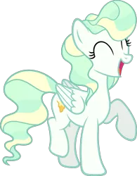 Size: 4673x6000 | Tagged: safe, artist:slb94, derpibooru import, vapor trail, pegasus, pony, absurd resolution, cute, excited, eyes closed, folded wings, open mouth, raised hoof, raised leg, simple background, smiling, solo, transparent background, vaporbetes, vector, wings