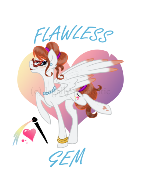 Size: 1000x1300 | Tagged: safe, artist:legally-psychotic, derpibooru import, oc, oc:flawless gem, unofficial characters only, pegasus, pony, female, glasses, jewelry, mare, necklace, pearl necklace, raised hoof, solo