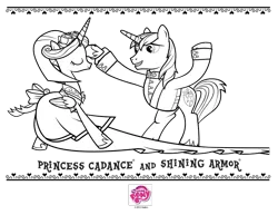 Size: 792x612 | Tagged: coloring page, derpibooru import, official, princess cadance, safe, shining armor