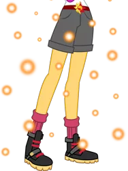 Size: 3500x4648 | Tagged: safe, artist:crimsumic, artist:teentitansfan201, derpibooru import, edit, vector edit, sunset shimmer, equestria girls, legend of everfree, absurd resolution, boots, clothes, cropped, embrace the magic, legs, pictures of legs, shorts, simple background, socks, solo, transparent background, vector