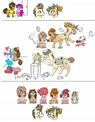 Size: 1480x1905 | Tagged: safe, artist:ukulelepineapplecat, derpibooru import, cheese sandwich, pinkie pie, pound cake, pumpkin cake, earth pony, pegasus, pony, unicorn, baby, baby pony, cheesepie, clothes, colt, comic, crying, cute, diaper, female, filly, image, jpeg, male, mare, next generation, offspring, older, older pound cake, older pumpkin cake, paint, painting, parent:cheese sandwich, parent:pinkie pie, parents:cheesepie, shipping, simple background, stallion, straight, white background