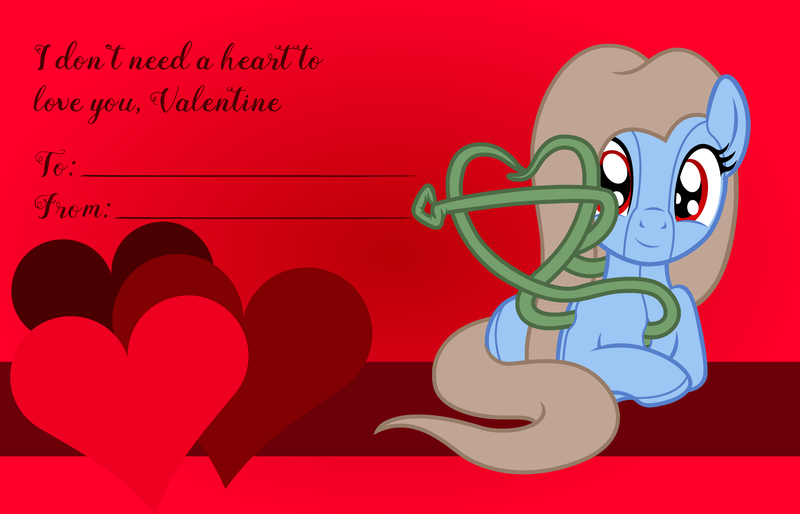 Size: 3156x2028 | Tagged: safe, artist:badumsquish, derpibooru import, oc, oc:cuddlhu, unofficial characters only, original species, female, heart, looking at you, ponysuit, smiling, solo, tentacles, valentine, valentine's day, valentine's day card