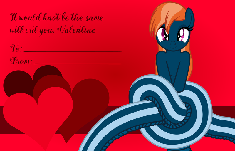 Size: 3156x2028 | Tagged: safe, artist:badumsquish, derpibooru import, oc, oc:kalianne, unofficial characters only, lamia, original species, female, heart, knot, looking at you, pun, smiling, solo, valentine, valentine's day, valentine's day card