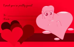 Size: 3156x2028 | Tagged: safe, artist:badumsquish, derpibooru import, oc, oc:quiddity, unofficial characters only, goo pony, original species, female, heart, looking at you, melting, shapeshifting, smiling, solo, valentine, valentine's day, valentine's day card