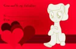 Size: 3156x2028 | Tagged: suggestive, artist:badumsquish, derpibooru import, oc, oc:sheath, unofficial characters only, condom pony, original species, female, heart, looking at you, pun, sitting, smiling, solo, valentine, valentine's day, valentine's day card