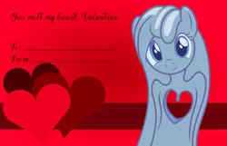 Size: 3156x2028 | Tagged: safe, artist:badumsquish, derpibooru import, oc, oc:tremble, unofficial characters only, goo pony, original species, female, heart, looking at you, shapeshifting, smiling, solo, stretching, valentine, valentine's day, valentine's day card
