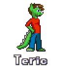 Size: 128x144 | Tagged: anthro, anthro oc, artist:kelvin shadewing, clothes, derpibooru import, dragon, jeans, male, oc, oc:teric, oc:teric dragon, pants, pixel art, safe, shirt, solo, sprite, standing, unofficial characters only