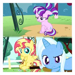 Size: 480x480 | Tagged: safe, artist:icutiemarks, derpibooru import, starlight glimmer, sunset shimmer, trixie, pony, counterparts, cute, female, filly, filly starlight glimmer, filly sunset shimmer, filly trixie, twilight's counterparts, younger