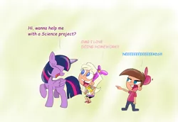 Size: 2704x1859 | Tagged: safe, artist:starlightflopple, derpibooru import, twilight sparkle, twilight sparkle (alicorn), alicorn, pony, chloe carmichael, crossover, tara strong, the fairly oddparents, timmy turner, voice actor joke