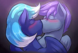 Size: 2991x2041 | Tagged: safe, artist:dripponi, artist:lattynskit, derpibooru import, oc, oc:noxy, oc:windy dripper, unofficial characters only, pegasus, pony, blushing, eyes closed, gay, kissing, male, noxydrip, shipping