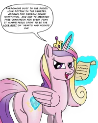 Size: 2400x3000 | Tagged: suggestive, artist:saburodaimando, derpibooru import, princess cadance, alicorn, pony, daimando is going to hell, dialogue, hearts and hooves day, levitation, lovebutt, magic, open mouth, parchment, plot, princess of love, princess of shipping, pure unfiltered evil, scroll, shipper on deck, simple background, smiling, solo, telekinesis, transparent background