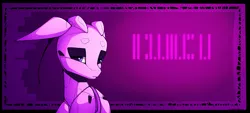 Size: 2484x1119 | Tagged: safe, artist:xn-d, derpibooru import, oc, oc:xn, unofficial characters only, original species, pony, ponymorph, robot, robot pony, abstract background, bedroom eyes, bust, cipher, floppy ears, hooves together, looking at you, portrait, solo, valentine's day