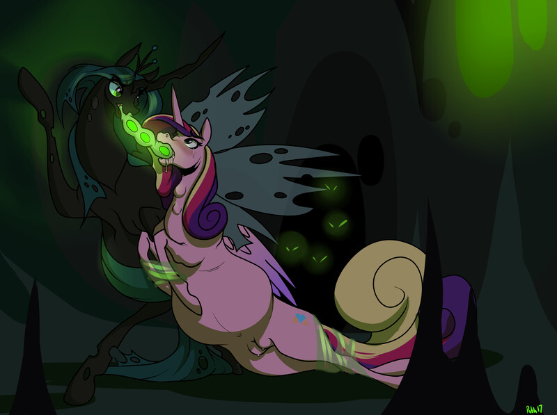 Size: 3553x2653 | Tagged: grimdark, questionable, artist:patch, derpibooru import, princess cadance, queen chrysalis, changeling, belly, bondage, broodmare, broodmother, changeling slime, crotchboobs, crying, egg, egg insertion, female, hoers, image, impregnation, insertion, jpeg, laying an egg, lesbian, nipples, nudity, oral, oviposition, pregnant, queen chrysalis raping princess cadance, rape, sex, slime, subdance, throat bulge