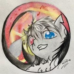 Size: 2756x2756 | Tagged: safe, artist:adetuddymax, derpibooru import, oc, oc:adetuddymax, unofficial characters only, earth pony, pony, heterochromia, looking at you, solo, traditional art