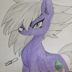 Size: 900x900 | Tagged: safe, artist:luxiwind, deleted from derpibooru, derpibooru import, limestone pie, earth pony, pony, angry, female, mare, solo, traditional art