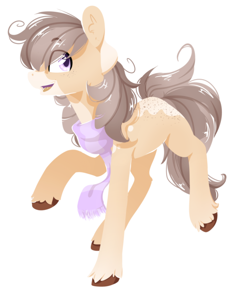 Size: 2000x2493 | Tagged: safe, artist:baldmoose, derpibooru import, oc, unofficial characters only, earth pony, pony, clothes, freckles, scarf, simple background, solo, transparent background