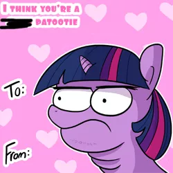 Size: 792x792 | Tagged: safe, artist:tjpones, derpibooru import, edit, editor:piman, twilight sparkle, censored, dialogue, double chin, solo, twibitch sparkle, valentine's day card