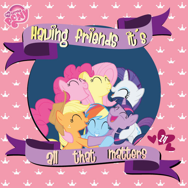 Size: 700x700 | Tagged: applejack, artist:pinkiepiethelittle, card, derpibooru import, fluttershy, group hug, hug, mane six, pinkie pie, rainbow dash, rarity, safe, smiling, twilight sparkle