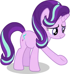 Size: 7000x7452 | Tagged: safe, artist:luckreza8, derpibooru import, starlight glimmer, pony, unicorn, to where and back again, .svg available, absurd resolution, lidded eyes, raised hoof, simple background, smiling, solo, transparent background, underhoof, vector