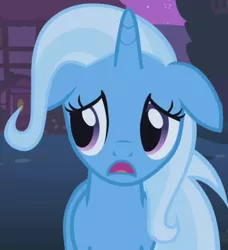 Size: 366x402 | Tagged: safe, derpibooru import, screencap, trixie, pony, boast busters, cropped, floppy ears, sad, solo