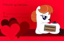 Size: 3156x2028 | Tagged: safe, artist:badumsquish, derpibooru import, oc, oc:ginger-bread, unofficial characters only, original species, toaster pony, coils, draw me like one of your french girls, female, freckles, ginger, hair bun, heart, looking at you, looking back, pun, red hair, side, slots, smiling, solo, toaster, valentine, valentine's day, valentine's day card