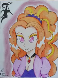 Size: 961x1301 | Tagged: safe, artist:emichaca, derpibooru import, adagio dazzle, equestria girls, human coloration, solo, traditional art