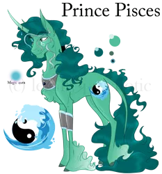Size: 1457x1566 | Tagged: safe, artist:legally-psychotic, derpibooru import, oc, oc:prince pisces, unofficial characters only, pony, unicorn, curved horn, male, reference sheet, simple background, solo, stallion, taijitu, transparent background, unshorn fetlocks