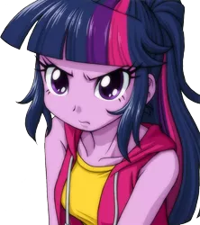 Size: 1030x1158 | Tagged: safe, artist:uotapo, derpibooru import, edit, sci-twi, twilight sparkle, equestria girls, friendship games, angry, clothes, colored pupils, cropped, cute, determined, female, frown, glare, simple background, sleeveless, solo, transparent background, tsundere, tsunlight sparkle, twiabetes