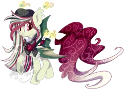 Size: 1024x734 | Tagged: artist:nuryndork, candle, clothes, derpibooru import, hat, oc, oc:zartiz raspmint, original species, safe, scarf, scented pony, solo, unofficial characters only