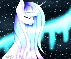 Size: 2400x2000 | Tagged: safe, artist:minelvi, derpibooru import, oc, oc:icy crystal, unofficial characters only, pony, unicorn, female, high res, mare, night, solo