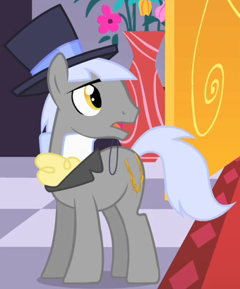 Size: 340x409 | Tagged: safe, derpibooru import, screencap, caesar, count caesar, earth pony, pony, the best night ever, background pony, cropped, hat, male, solo, stallion, top hat