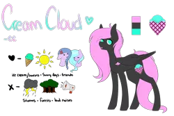 Size: 4500x3000 | Tagged: safe, artist:itsizzybel, derpibooru import, oc, oc:claris, oc:cream cloud, oc:moonflare, unofficial characters only, pegasus, pony, absurd resolution, braid, cross-popping veins, cute, female, food, forest, ice cream, lightning, mare, megaphone, reference sheet, sun, tongue out