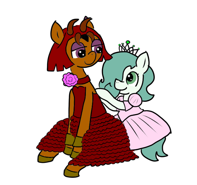 Size: 640x600 | Tagged: artist:ficficponyfic, clothes, color, colored, color edit, colt quest, crossdressing, cute, derpibooru import, dress, edit, femboy, male, oc, oc:duncan, oc:emerald jewel, safe, unofficial characters only