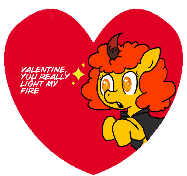 Size: 640x600 | Tagged: safe, artist:ficficponyfic, derpibooru import, oc, oc:pipadeaxkor, unofficial characters only, demon, demon pony, colt quest, color, cute, disguise, evil, eyes closed, eye sparkles, fangs, female, floating, hearts and hooves day, horn, illusion, monochrome, solo focus, starry eyes, this will eat your soul, valentine, valentine's day, wide eyes, wingding eyes