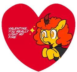 Size: 640x600 | Tagged: safe, artist:ficficponyfic, derpibooru import, oc, oc:pipadeaxkor, unofficial characters only, demon, demon pony, colt quest, color, cute, disguise, evil, eyes closed, eye sparkles, fangs, female, floating, hearts and hooves day, horn, illusion, monochrome, solo focus, starry eyes, this will eat your soul, valentine, valentine's day, wide eyes, wingding eyes