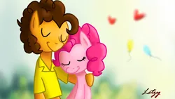 Size: 5600x3150 | Tagged: safe, artist:infogirl101, derpibooru import, cheese sandwich, pinkie pie, absurd resolution, cheesepie, eyes closed, female, hug, male, shipping, straight