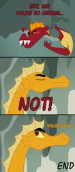 Size: 600x1358 | Tagged: artist:queencold, cave, comic, comic:mommy issues, derpibooru import, dialogue, dragon, dragoness, dragon oc, female, garble, oc, oc:caldera, safe, teenaged dragon