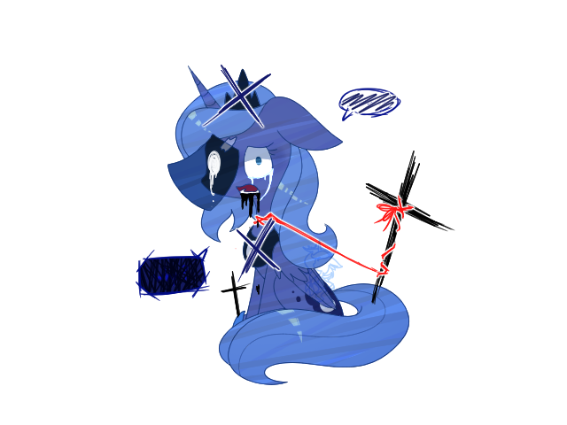 Size: 640x480 | Tagged: artist:jisuppe, crying, derpibooru import, princess luna, rope, s1 luna, semi-grimdark, simple background, sitting, solo, transparent background, wat