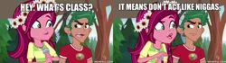 Size: 1200x337 | Tagged: safe, derpibooru import, gloriosa daisy, timber spruce, equestria girls, legend of everfree, image macro, meme, the boondocks, vulgar