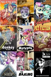 Size: 1280x1912 | Tagged: safe, artist:lostinthetrees, derpibooru import, apple bloom, applejack, bon bon, fluttershy, lyra heartstrings, octavia melody, pinkie pie, princess cadance, princess luna, rainbow dash, rarity, scootaloo, shining armor, sweetie belle, sweetie drops, twilight sparkle, vinyl scratch, bird, apple, book, breakfast at tiffany's, carrot, casablanca, clothes, clueless, cutie mark crusaders, explosion, female, fire, flower, food, gone with the wind, jackass, lesbian, magic, mane six, mixer, pinkamena diane pie, pulp fiction, rose, scratchtavia, shipping, skull, spoon, sunglasses, the godfather, the shining, titanic, underhoof, watermark, wooden spoon