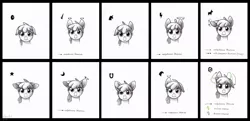 Size: 1598x776 | Tagged: safe, artist:dany-the-hell-fox, derpibooru import, oc, unofficial characters only, alphabet, cyrillic, image, jpeg, looking at you, monochrome, russian, sign language, simple background, solo, white background